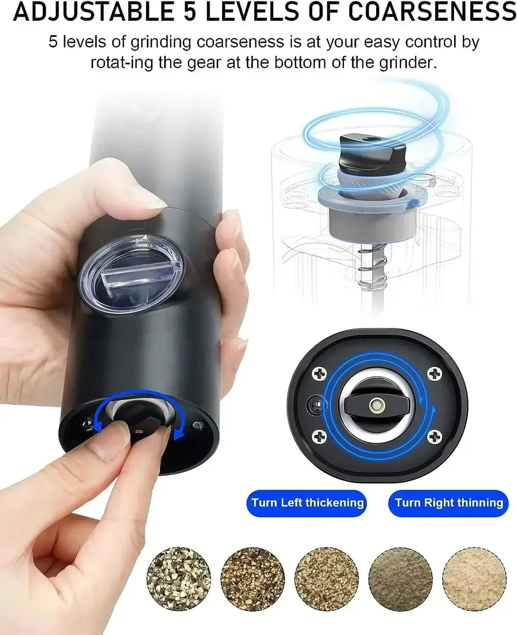 Electric Spices Grinder With Adjustable Coarseness Battery Powered Salt and Pepper Grinder Hand-held Automatic Mill Grinder