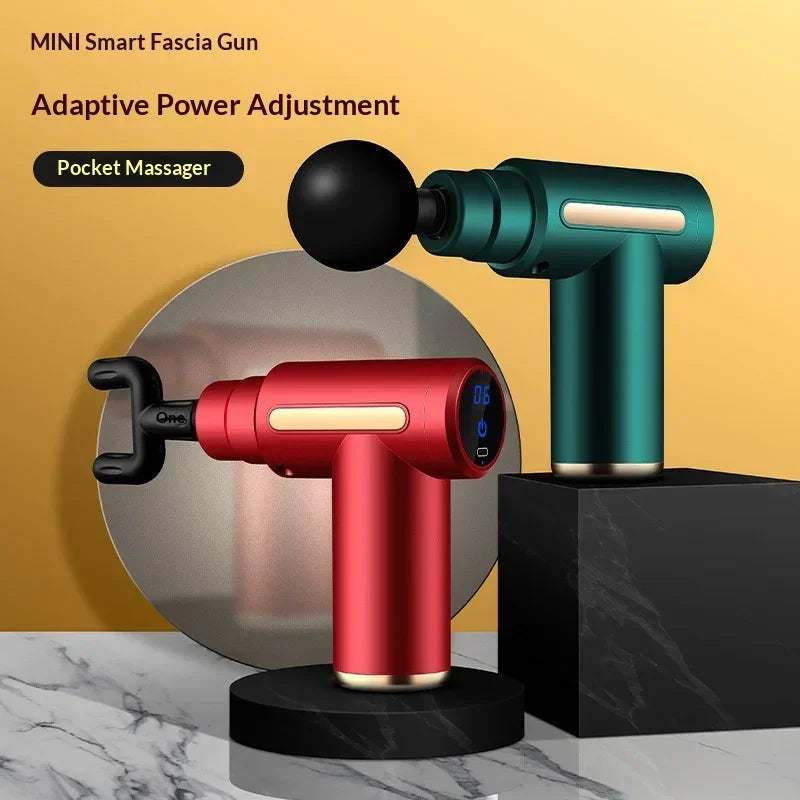 Mini Massage Gun Electric Percussion Muscle Relax Gun Portable Fitness Body Pain Relief Massager With 4Replacement Massage Heads
