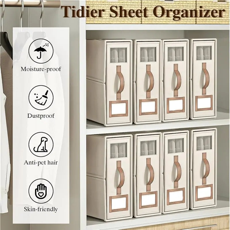 Fine Workmanship 1Set Closet Organizer Boxes Fabric Storage Bins Bed Sheet Organizers Foldable Storage Containers