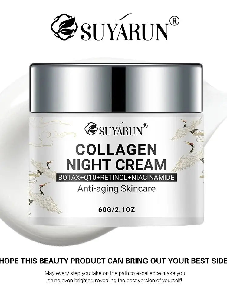 SUYARUN Night Repair Cream - Collagen Booster with Niacinamide & Ginger, Anti-Aging, Brightening & Moisturizing Face Cream.