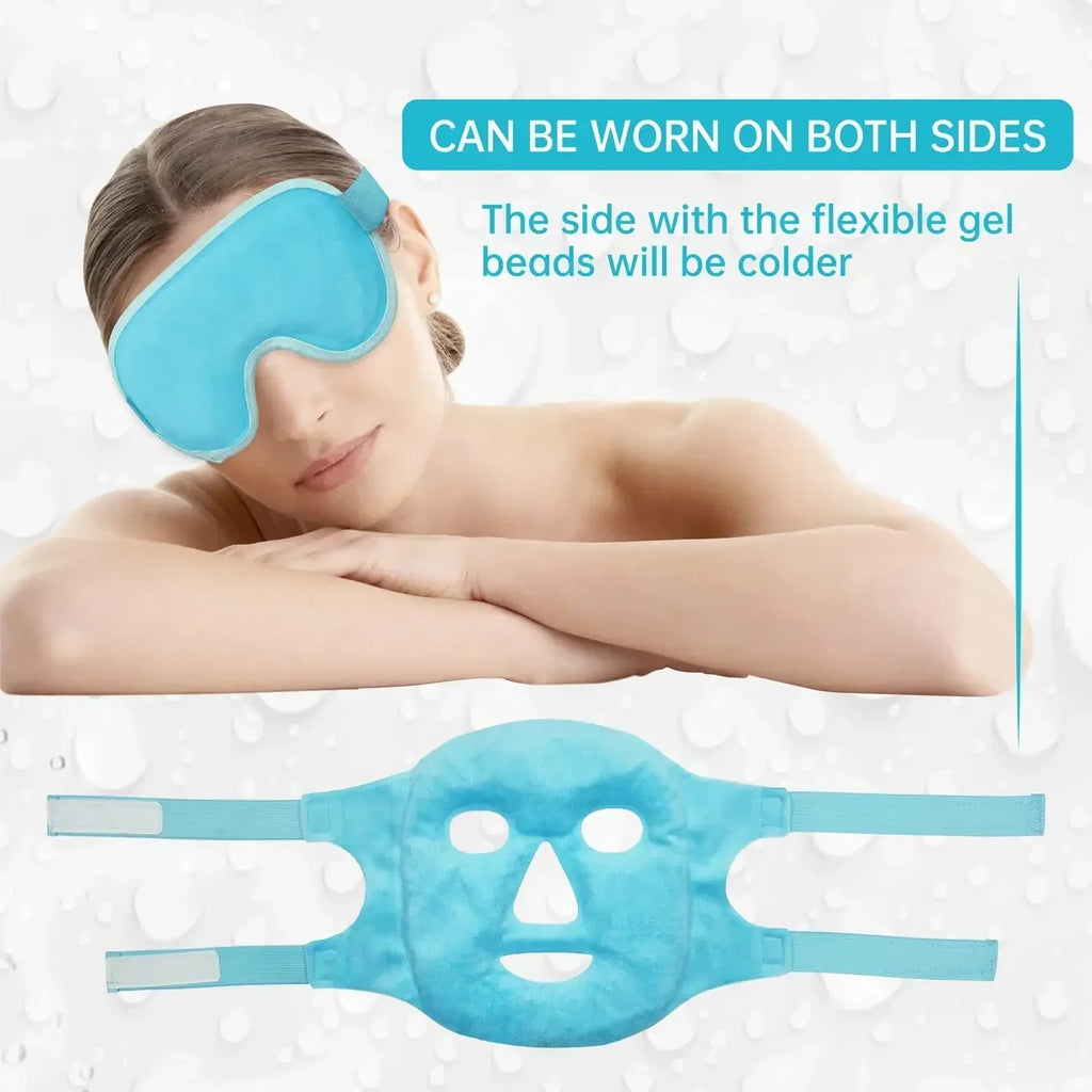 Gel Cooling Ice Face Eye Mask Facial Mask Hot Cold Compress Pack Gel Bead Cold Face Eye Mask Ice Pack Compress Sleeping Face SPA