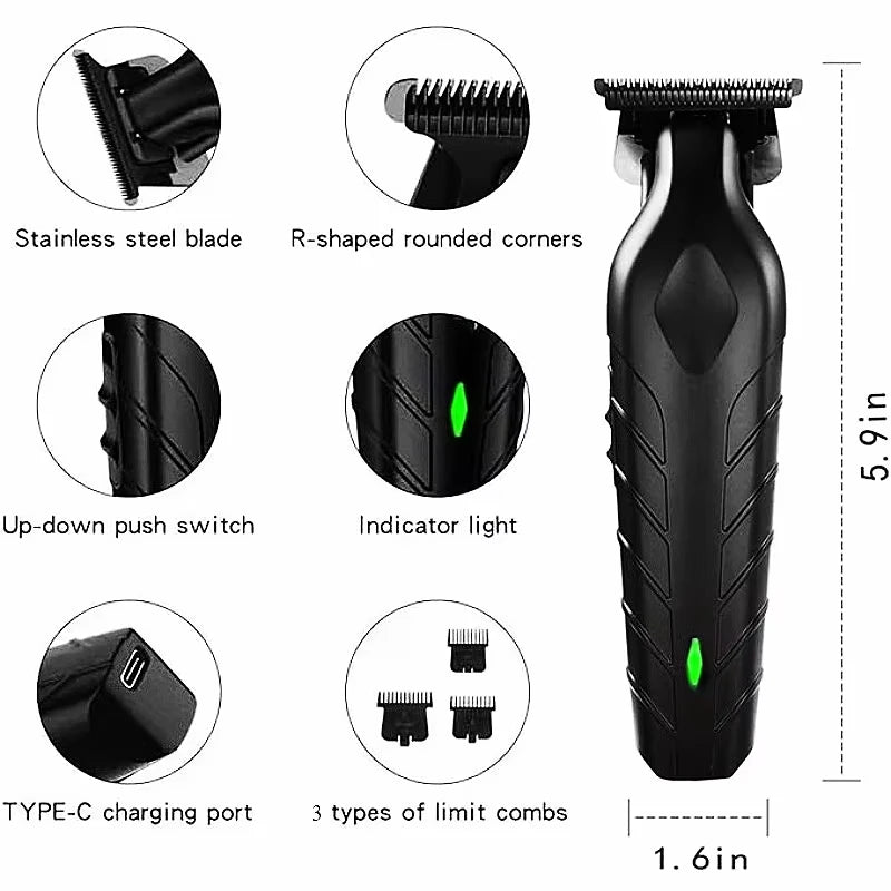 OMUONE Professional Barber Cordless Hair Clipper USB Rechargeable Hair Trimmer Precision Beauty Tool Men's Gift