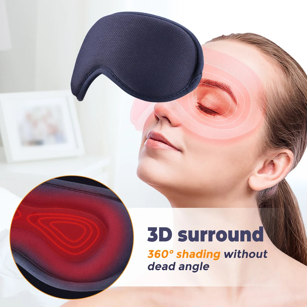 USB Heated Eye Mask 3D Smart Timing Massage Mask for Eye Fatigue Relief Sleep Aid & Travel Use Rechargeable Warm Compress