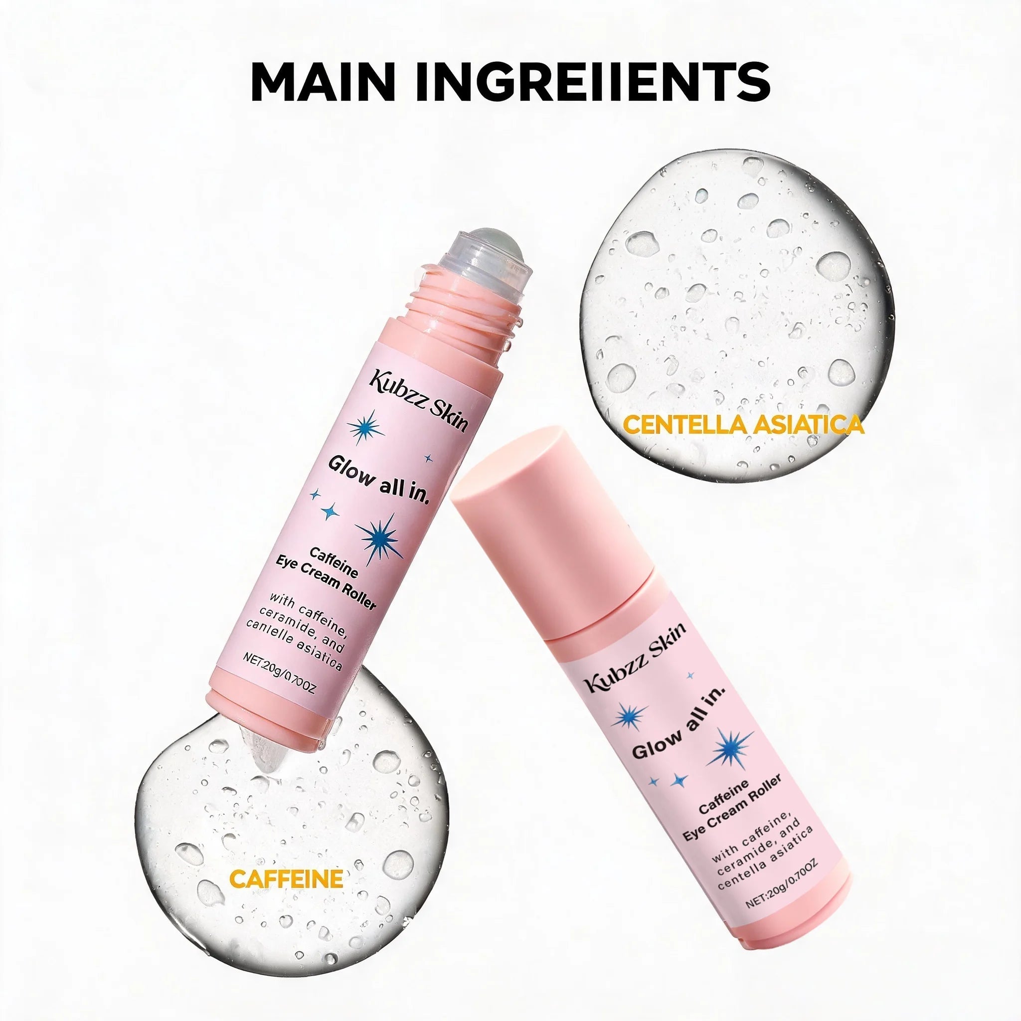 Caffeine Eye Cream, with Added Centella Asiatica Extract, Caffeine, Ceramide Np, and Tocopherol; Moisturizes and Brightens Skin Tone, Smoothes Fine Lines Around the Eyes, and Restores Skin's Youthful Glow —— Light Beige D