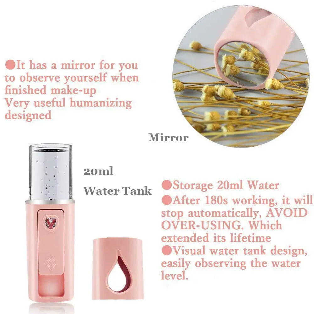 Nano Facial Steamer Mist Spray Eyelash Extensions Cleaning Pores Water Moisturizing Hydrating Face Cute Mini Handheld Sprayer