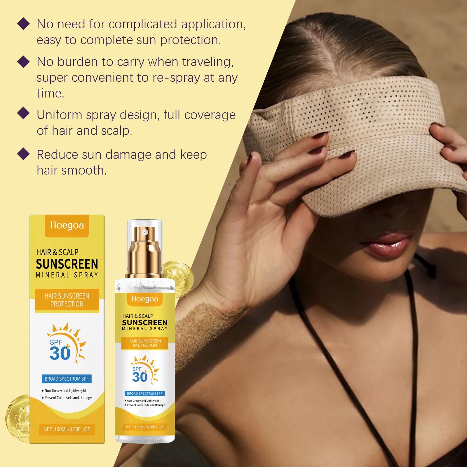 Scalp Protection Sunscreen Spray Gentle Care Nourish Hair Scalp UV Protection Prevent Dyed Hair Fading Ideal For Dry Hair