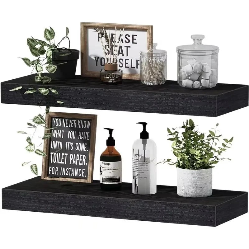 Solid Wooden Floating Shelves Wall Mounted Bookshelf Display Stand Storage Organizer For Bedroom Living Room Kitchen Home Decor