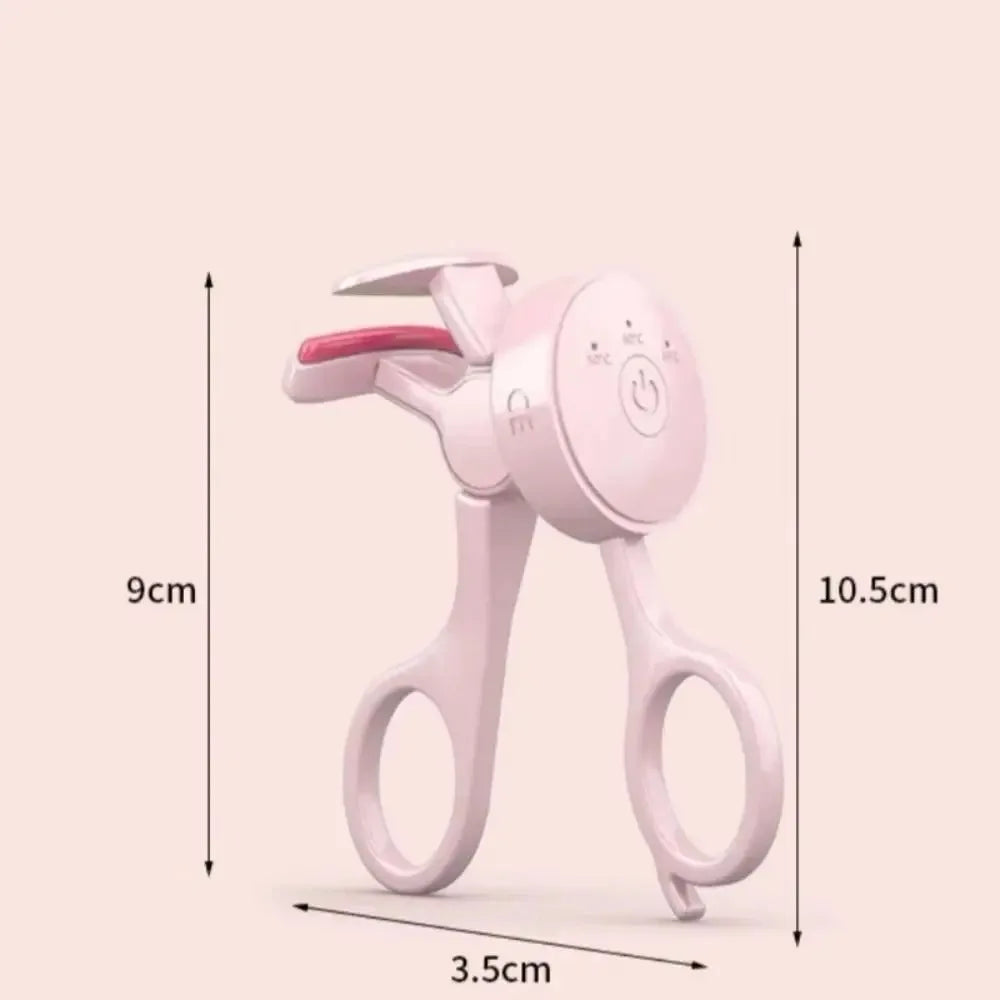 Frameless heated eyelash curler with intelligent temperature control and rechargeable design for long-lasting eyelash curling.