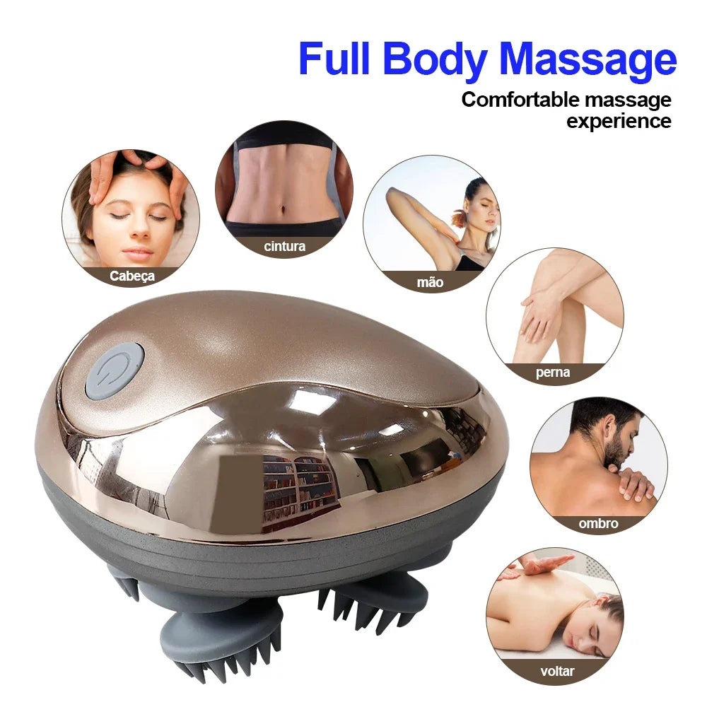 6 Modes Electric Scalp Massager Silicone Kneading Vibration Head Massager with Rechargeable Portable Hair Growth Massage Device