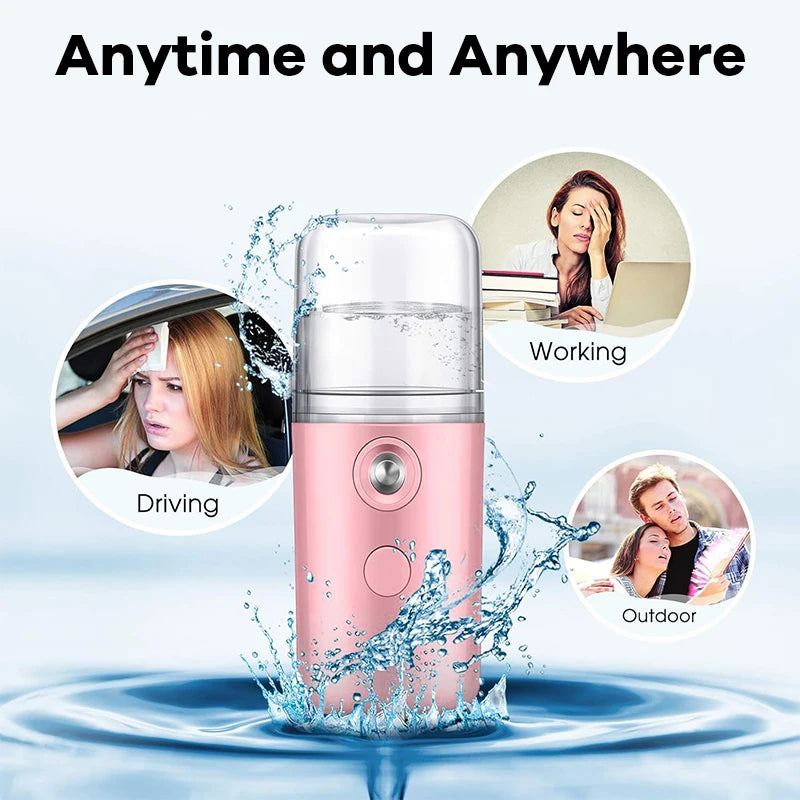 Nano Facial Hydrator Sprayer Portable Face Steamer Nebulizer Home Travel Use Mini Rechargeable Humidifier Beauty Skin Care Tools