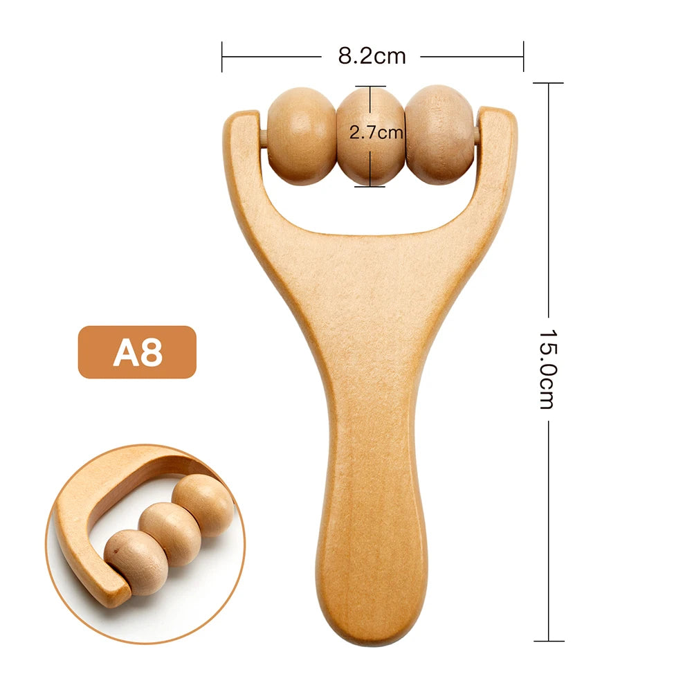 Face Massager Maderoterapia Face Roller Mini Wood Therapy Face Slimming Gua Sha Scraper Facial Lifting Wrinkle Remover