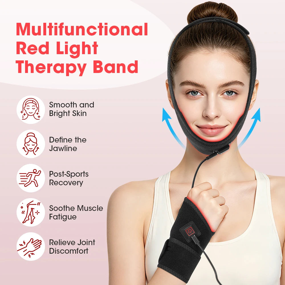 LED Beauty Device 660nm 850nm Neck V-Contour Care Warm Massage Skin Care Tool
