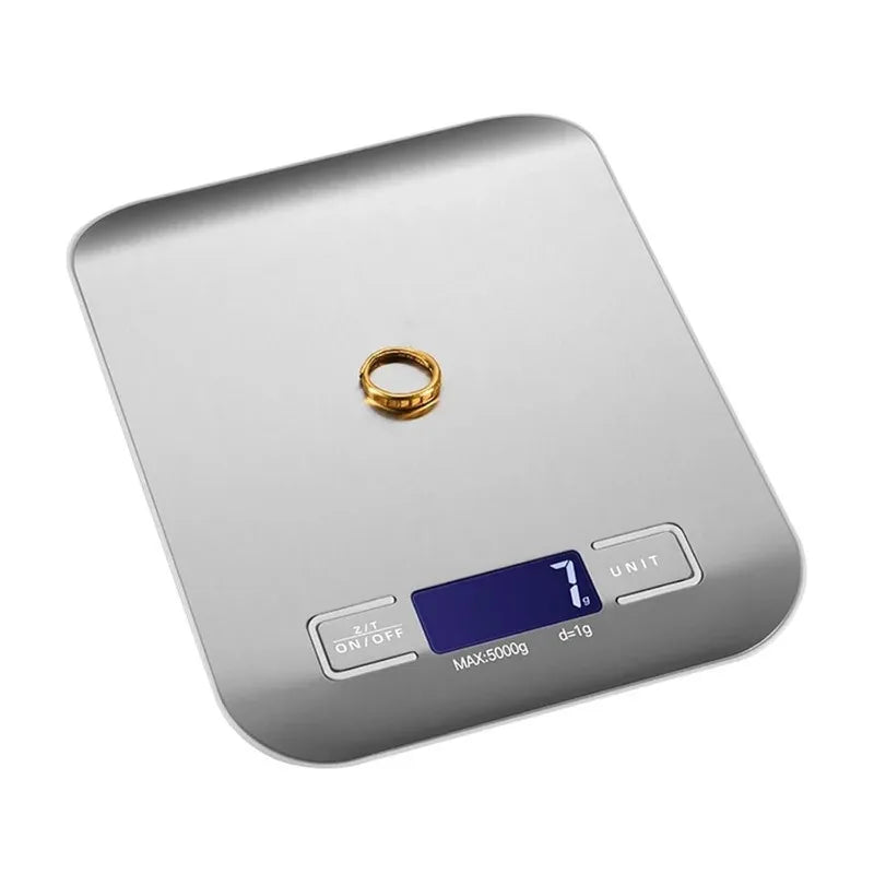 Digital Kitchen Scale with Stainless Steel Platform - 5/10kg LCD Display Food Scale for Cooking and Baking