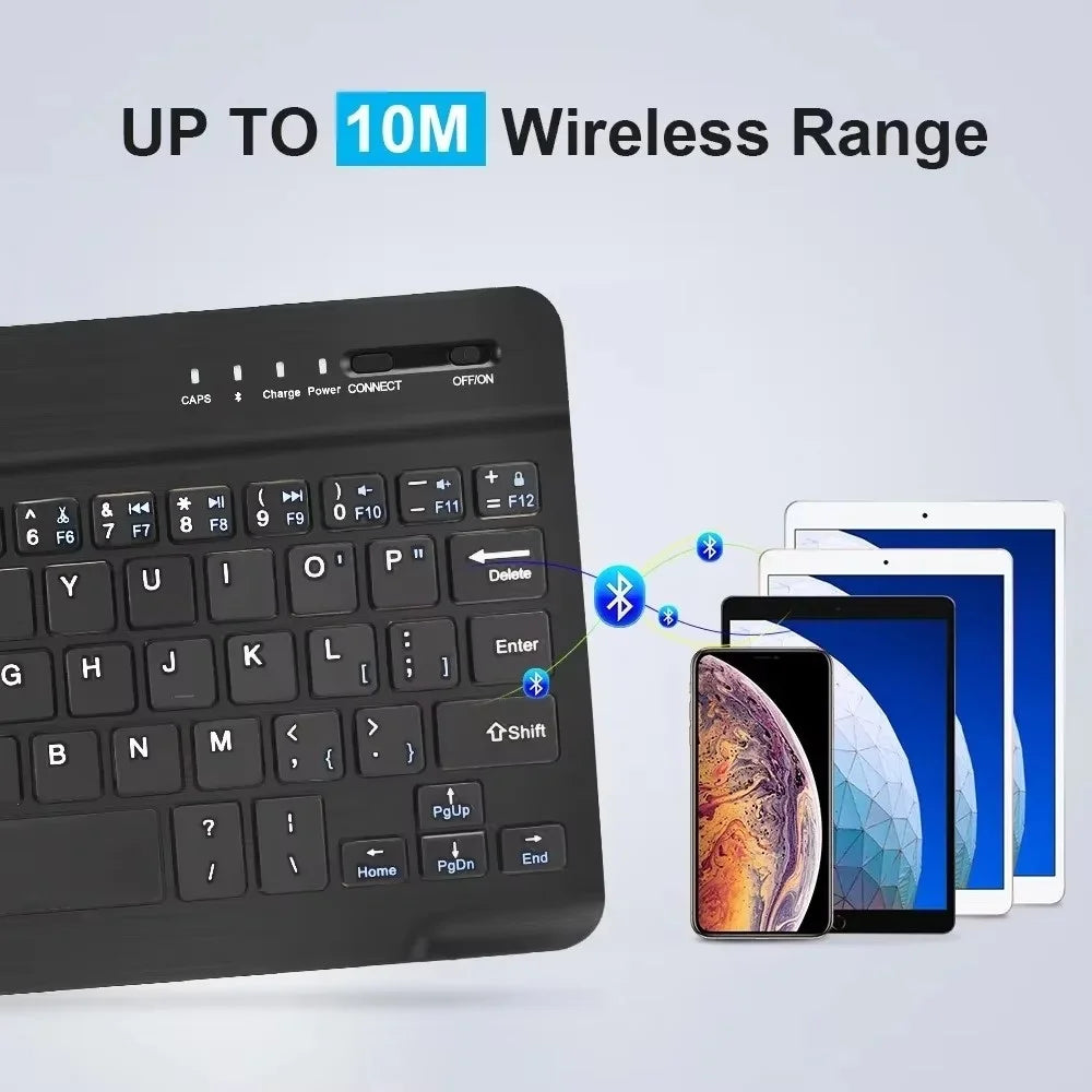 7/10 Inch Bluetooth Wireless Rechargeable Keyboard For iPad Pro Tablet Mobile Phone Laptop Android iOS Windows For Laptop Tablet