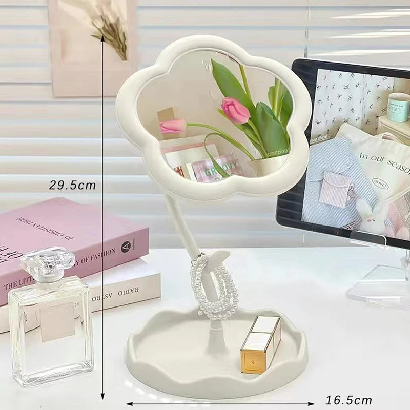 Flower Mirror Makeup Mirror Desktop Mirror Student Dormitory Desktop Makeup Mirror Special-shaped Dresser Makeup Mirror Girls