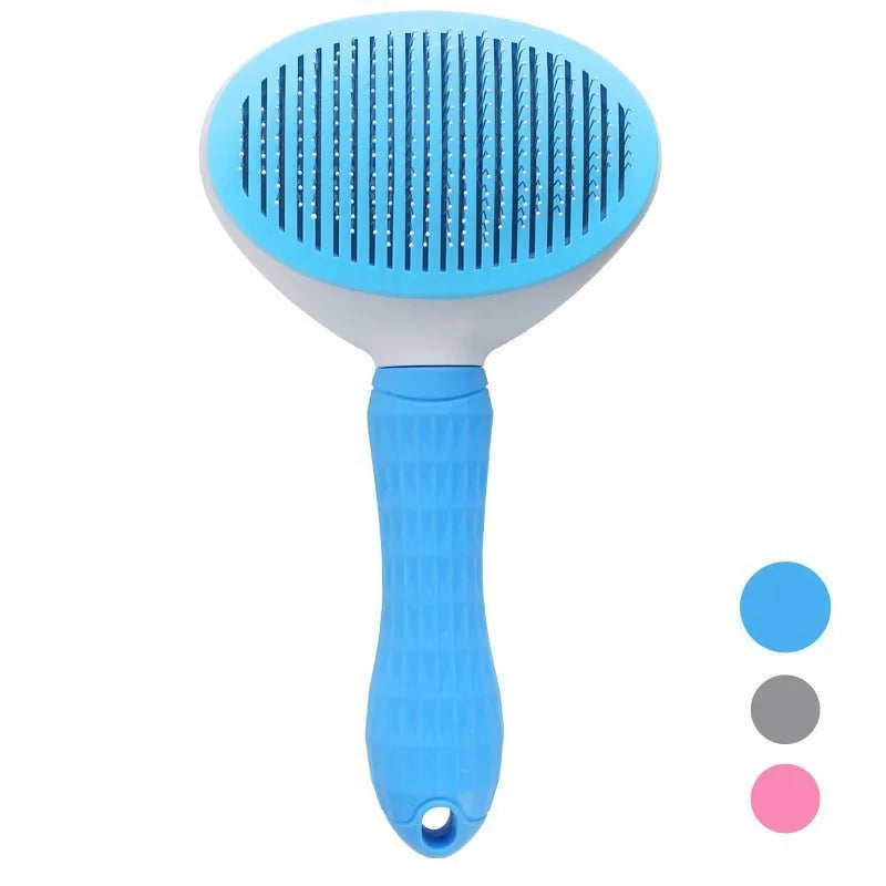 One Button Self Cleaning Pet Brush for Dogs Cats, Gentle Slicker Brush Removes Loose Undercoat, No Scratch Grooming Tool
