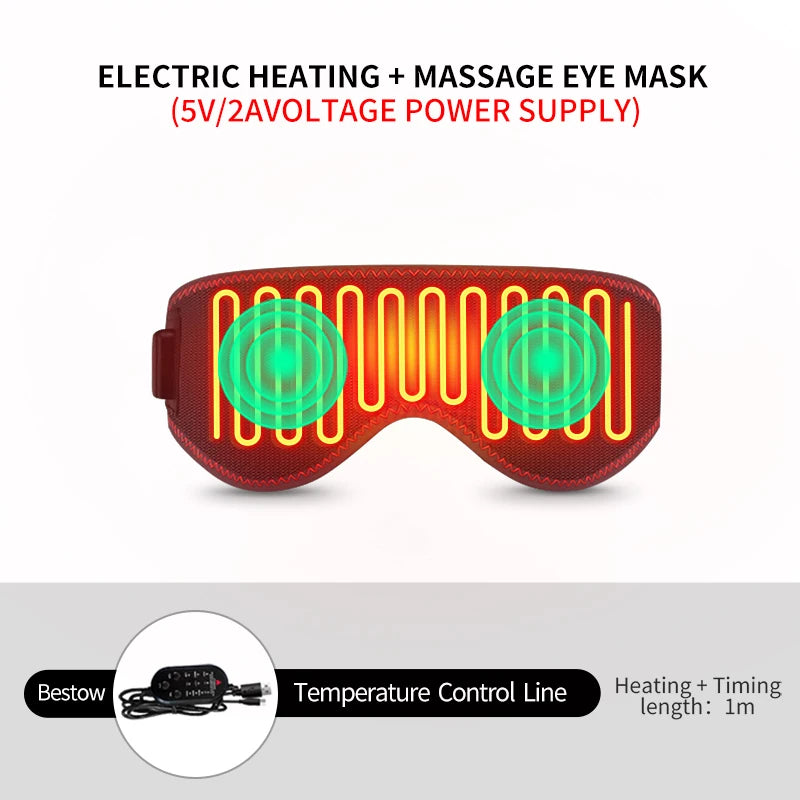 Portable Electric Heated Eye Mask Eye Massager Dark Circle Relief Sleep Improvement Mental Relaxation Stress Fatigue Reduction