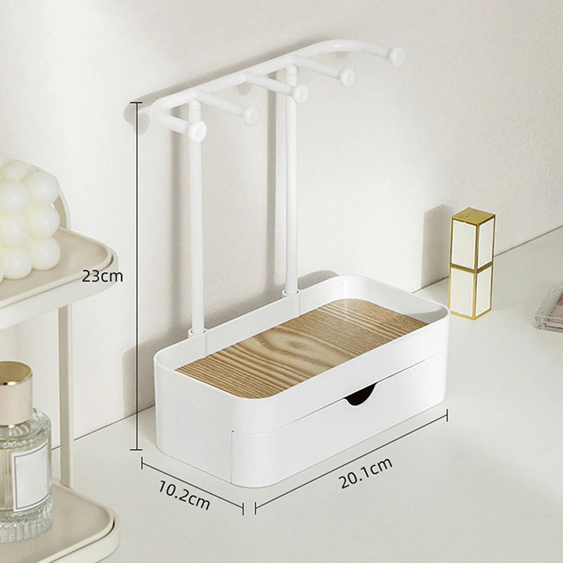 Jewelry Organizer Display Stand Rack With Wooden Tray For Earrings Bracelet Necklaces Rings Storage Hanging Organizer Holder