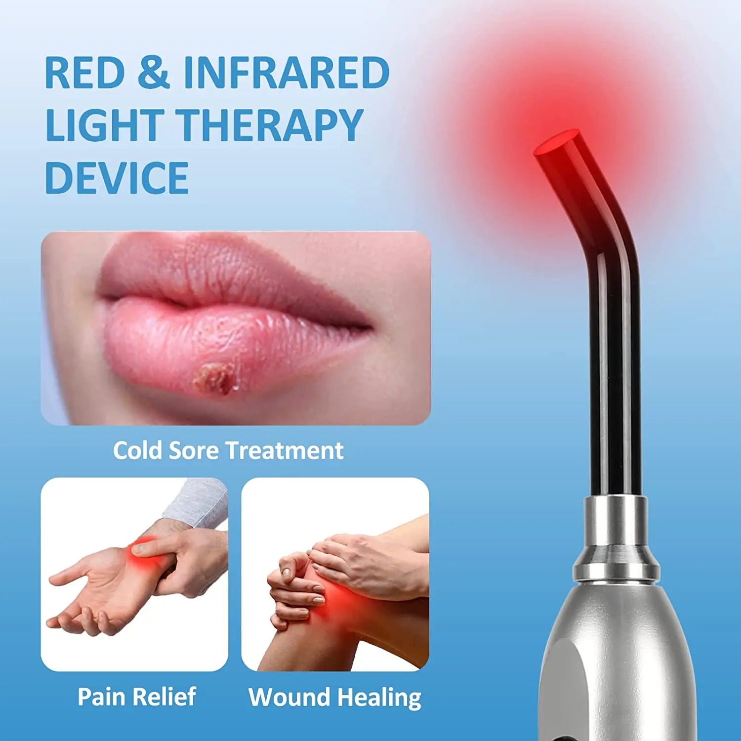 Red Light Therapy for Cold Sore Canker Sore 660nm 850nm Near Infrared LED Light Therapy Device Narrow Beam for Oral Sore Problem