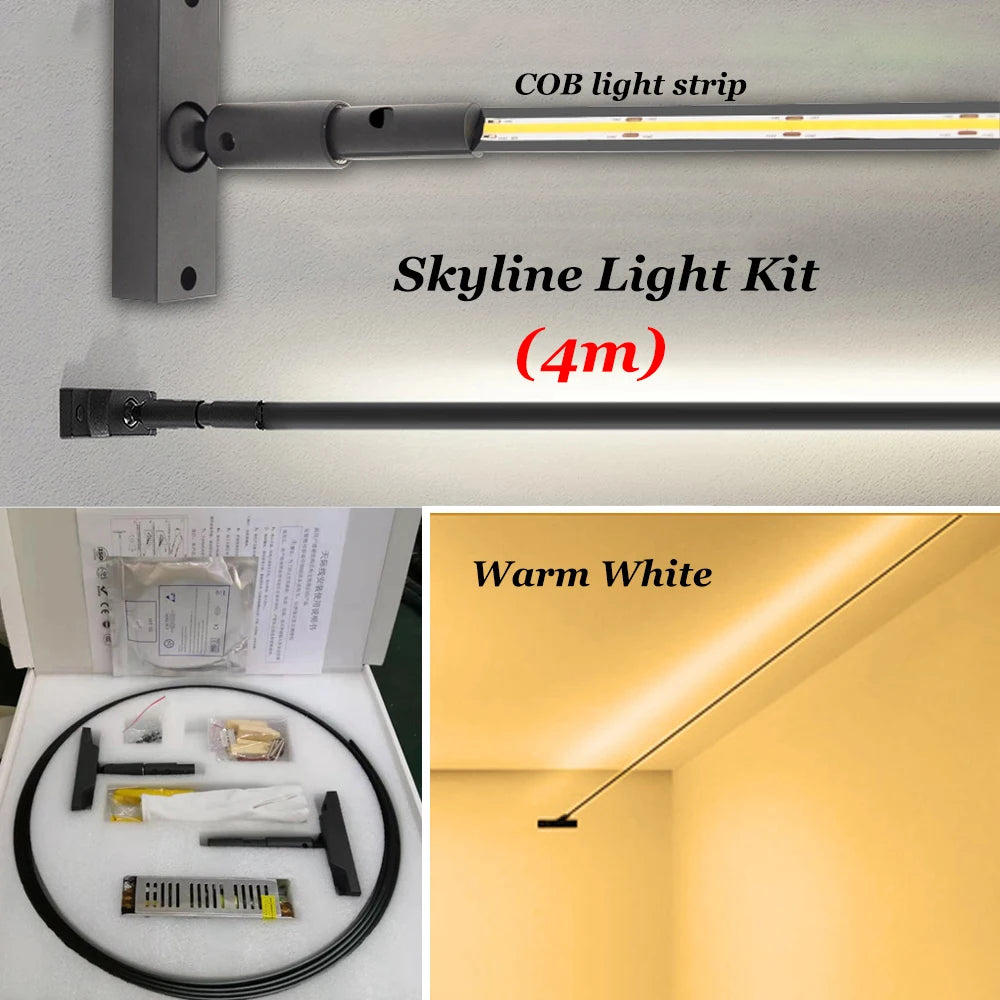 Skyline Light Wall Lamp Accessories Aluminum Profile Rgb Smart Led Strip Steel Belt Bracket Linear Pendant Light for Living Room