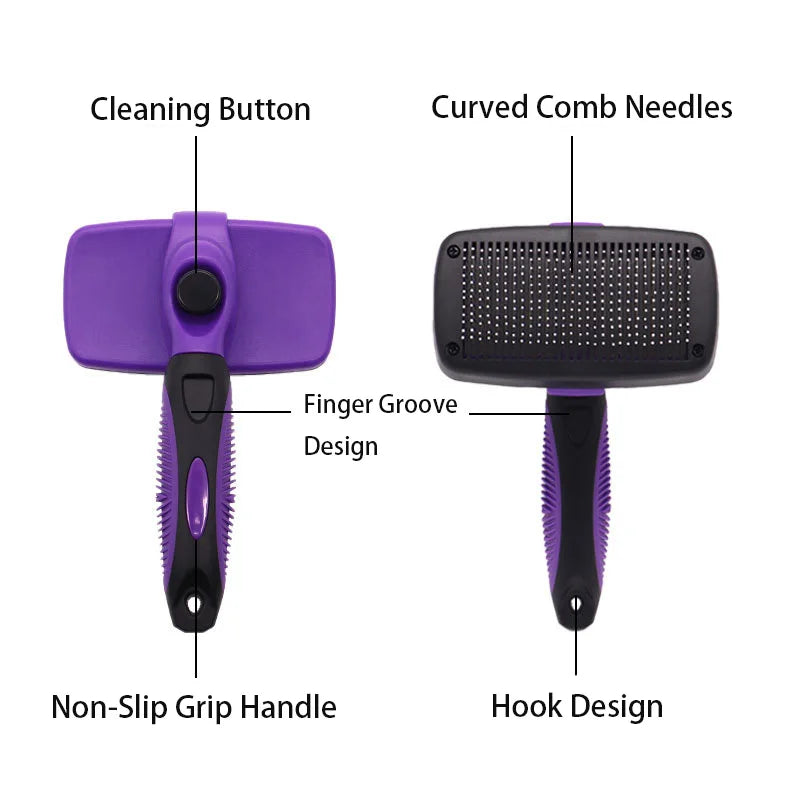 Pet Hair Remover Brush Self Cleaning Slicker Brush for Dogs Cats Grooming Dematting Comb One-Click Hair Removal