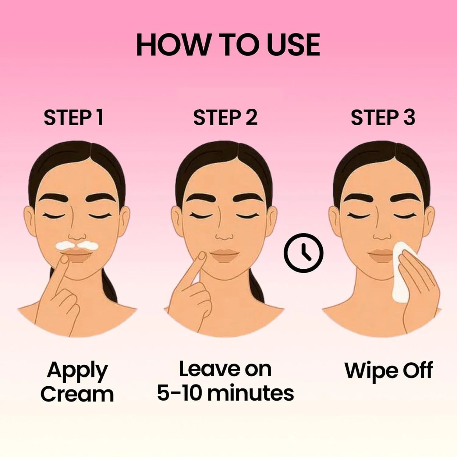 Facial Hair Remover Cream Kit for Women for Coarse, Fine & Stubborn Hair on Chin, Upper Lip, Sideburns, Gentle Depilatory Cream