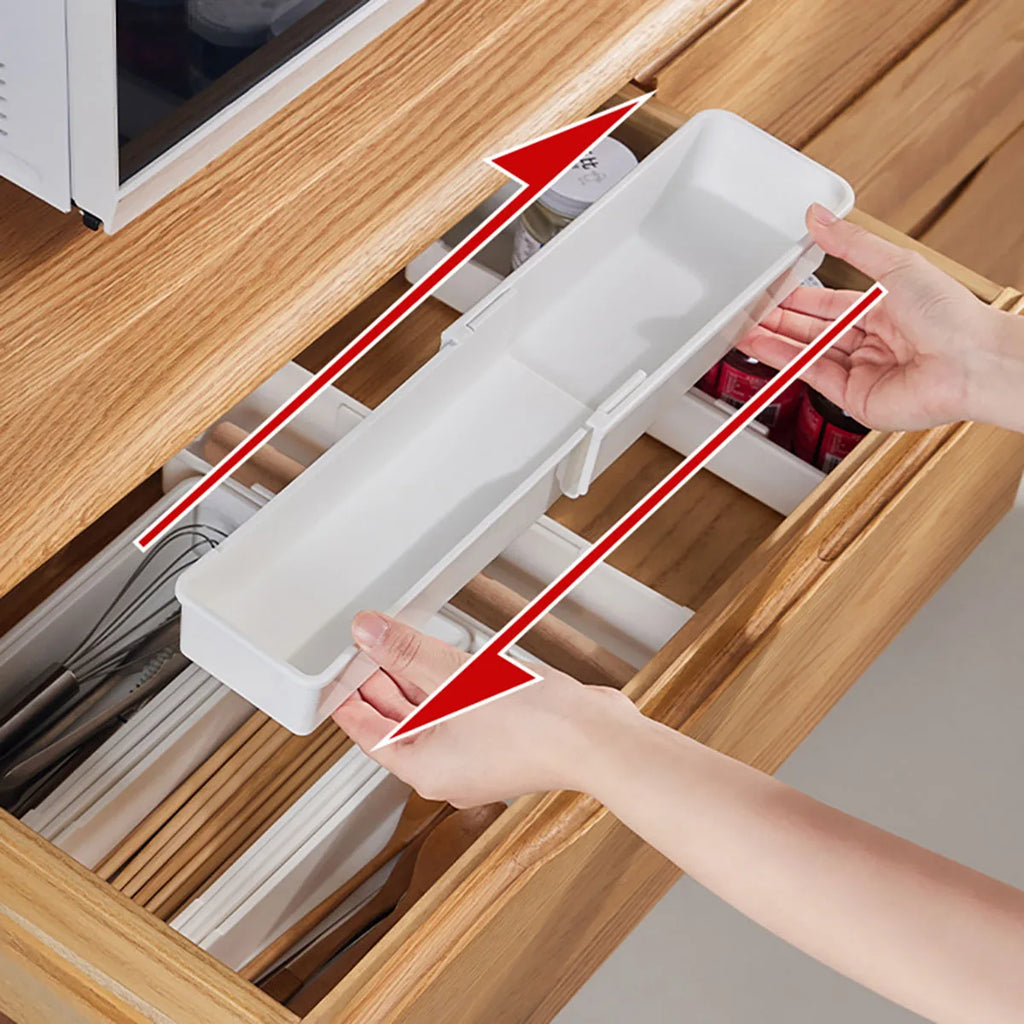Drawer Organizer Expandable Utensil Tray For Kitchen Adjustable Flatware And Cutlery Holder White Cutlery Clothes Organizer ﻿
