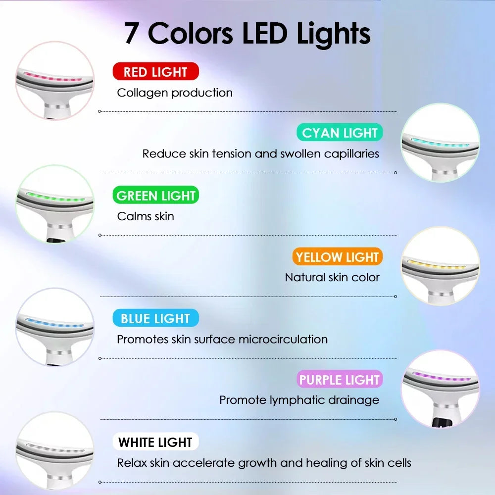 7 Colors LED Photon Therapy Face Neck Beauty Device 7 Modes 3 Levels Vibration Massage Skin Lifting Anti Wrinkle Machine Home Us