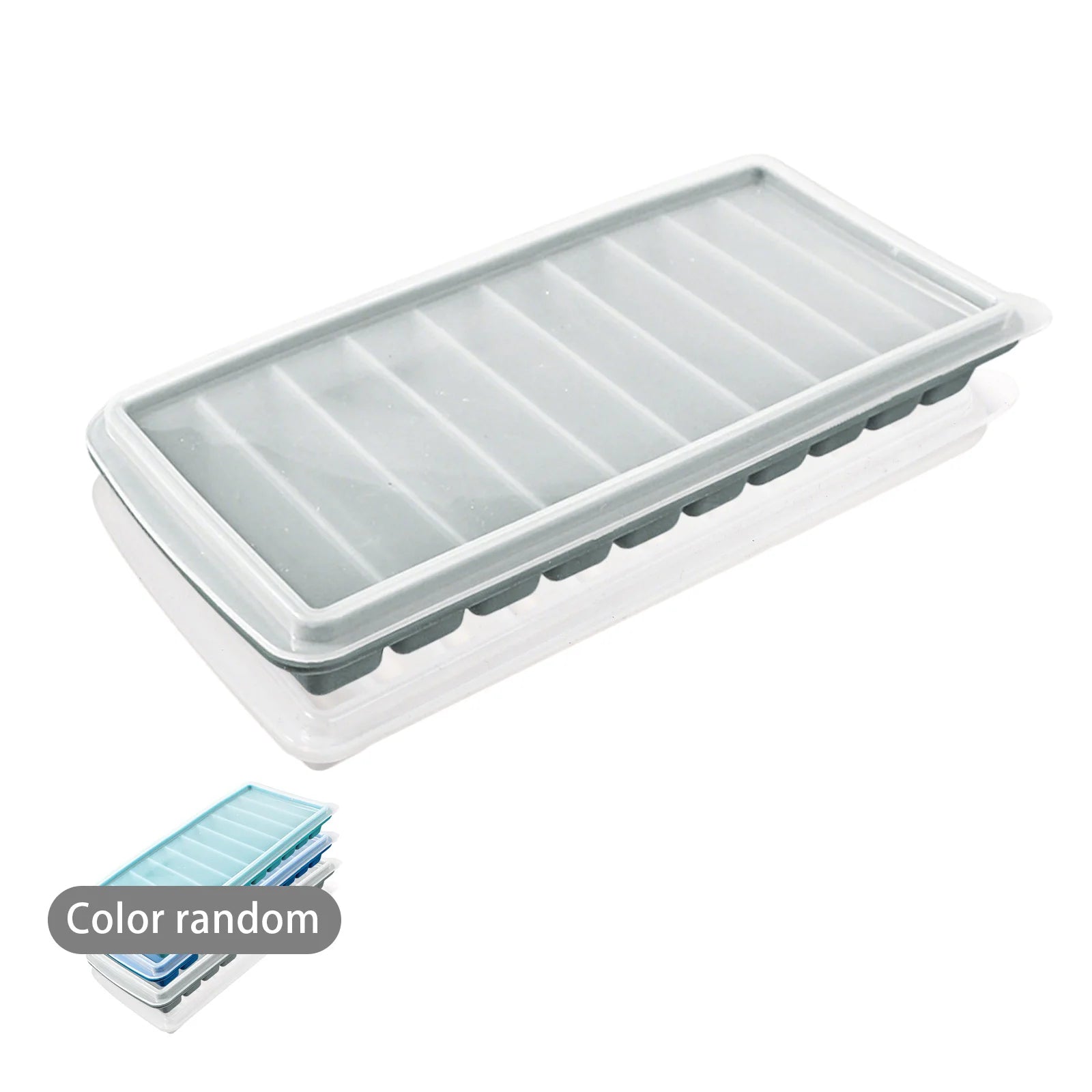 Ice Cube Tray, Easy Release Reusable Ice Cube, Silicone, with No-Spill Removable Lid, 10 Cavities, BPA Free, Ideal for Sports