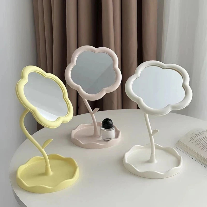 Flower Mirror Makeup Mirror Desktop Mirror Student Dormitory Desktop Makeup Mirror Special-shaped Dresser Makeup Mirror Girls