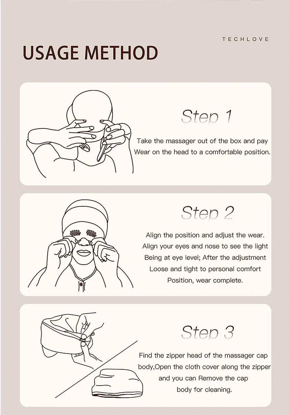 2In1 Head Eye Massager Warm Compress Heated Eye Mask Head Scalp Massage Airbag Balloon Kneading Headach Relief Sleep Aid