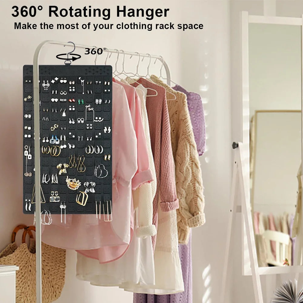 Jewelry Holder Organizer, Hanging Jewelry Organizer Dual-Sided Earring Organizer Display for 300 Pairs of Earrings and Necklace