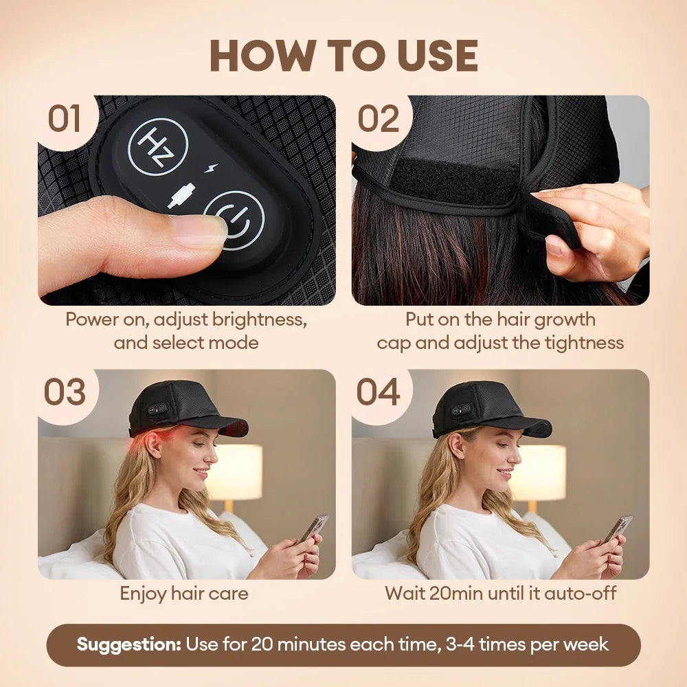 Red Light 650nm+850nm Infrared Hair Growth Cap Hair Loss Treatment Hat Anti Hair Loss Restore Hair Thickness Hair Regrowth Care