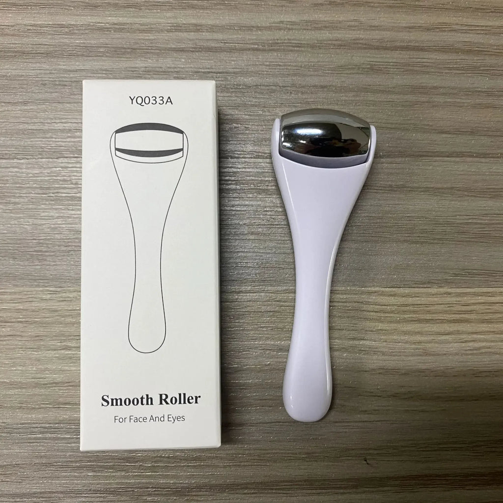 1pcs Facial Metal Ice Roller Stainless Steel White Mini Eye Metal Ice Roller for Mini Eye Puffiness Tighten Skin Care Tool