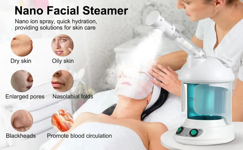 Hot Mist Face Spray Portable Facial Steame for Face Moisturizer Evaporator Professional Ionic Facial Steamer