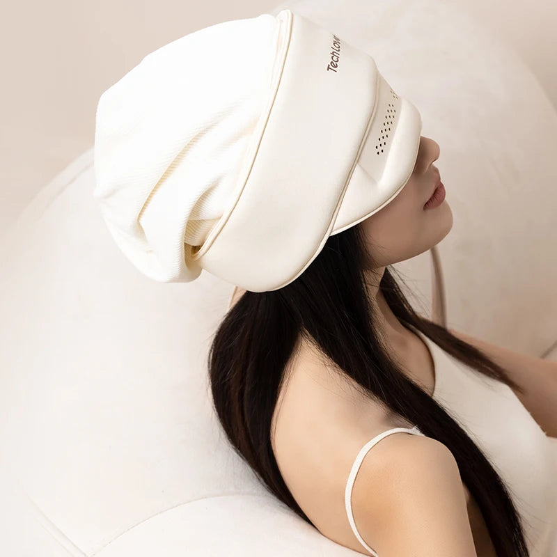 2In1 Head Eye Massager Warm Compress Heated Eye Mask Head Scalp Massage Airbag Balloon Kneading Headach Relief Sleep Aid