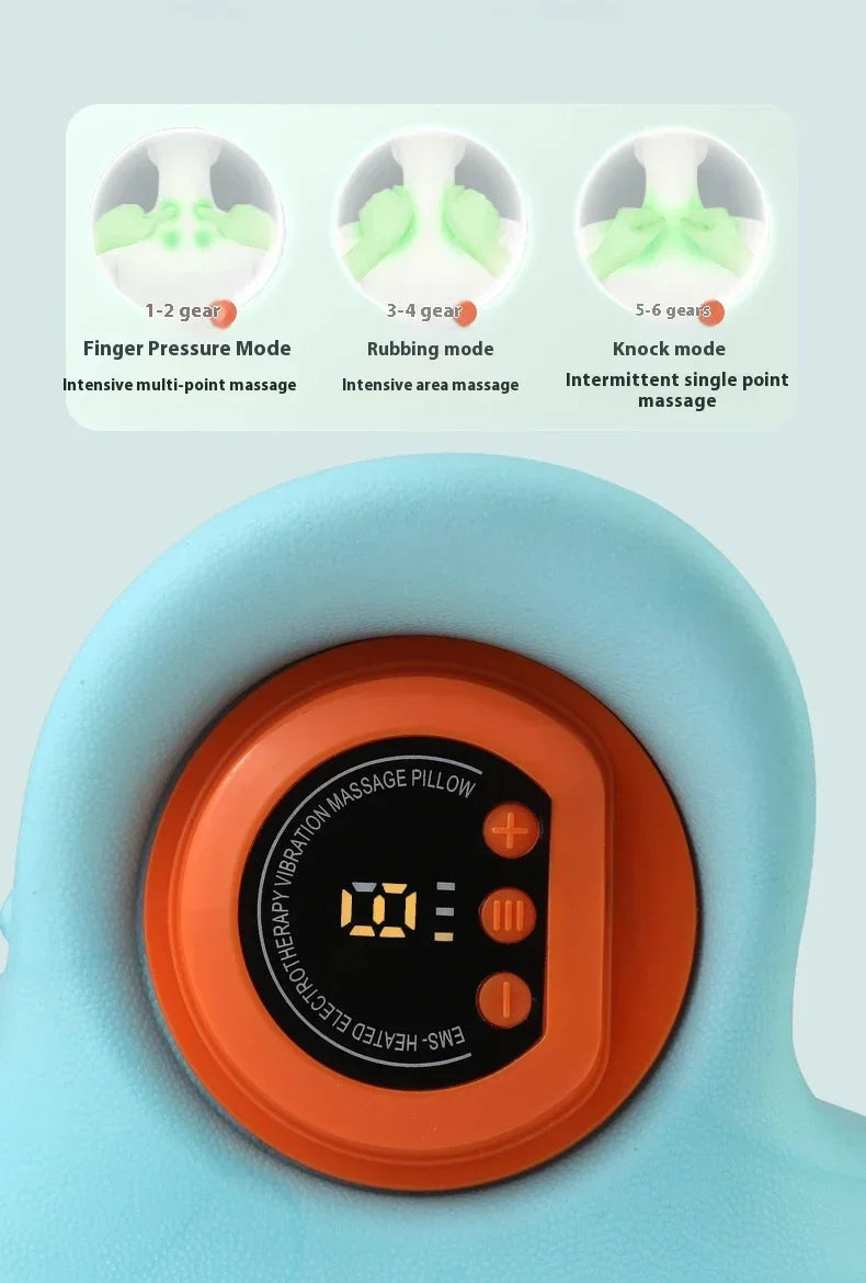 Electric Neck Shoulder Back Massage Pillow Finger Pressure Cervical Massager Home Relax Body Pain Relief Device