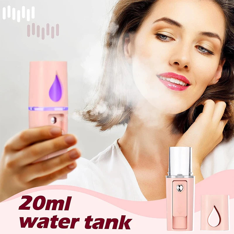 20ml Nano Facial Sprayer Portable USB Rechargeable Handheld Face Steamer  Air Humidifier SPA Moisturizing Hydrating Skin Care