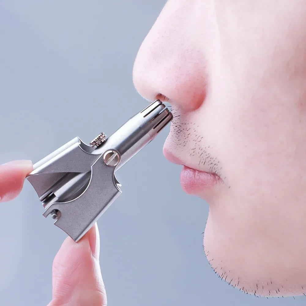 Nose Hair Trimmer Stainless Steel Manual Nose Hair Trimmer No Noise Washable Nose Hair Trimmer Portable Hair Removal Tool