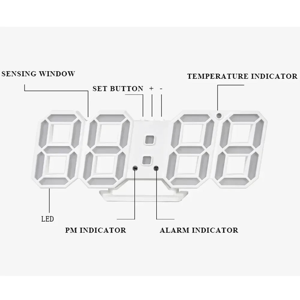 Digital Clock Table Clocks Wall Decor Desk Watches LED Interior Living Room Modern Home Decoration Digital. Electronic Alarm