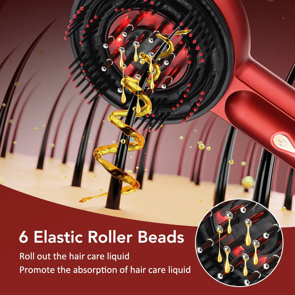 Electric Scalp Massager Comb 660nm Red Light for Hair Growth Nourishing Anti-Loss Brush Featuring Kneading Function Hair Care