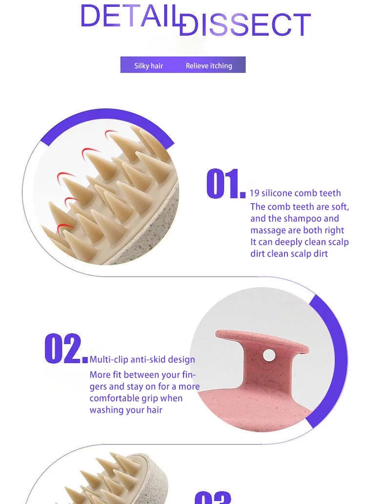 Silicone Shampoo Brush Head Scalp Massage Comb Hair Washing Comb Body Massage Brush Bath Shower Brush Salon Hairdressing Tool
