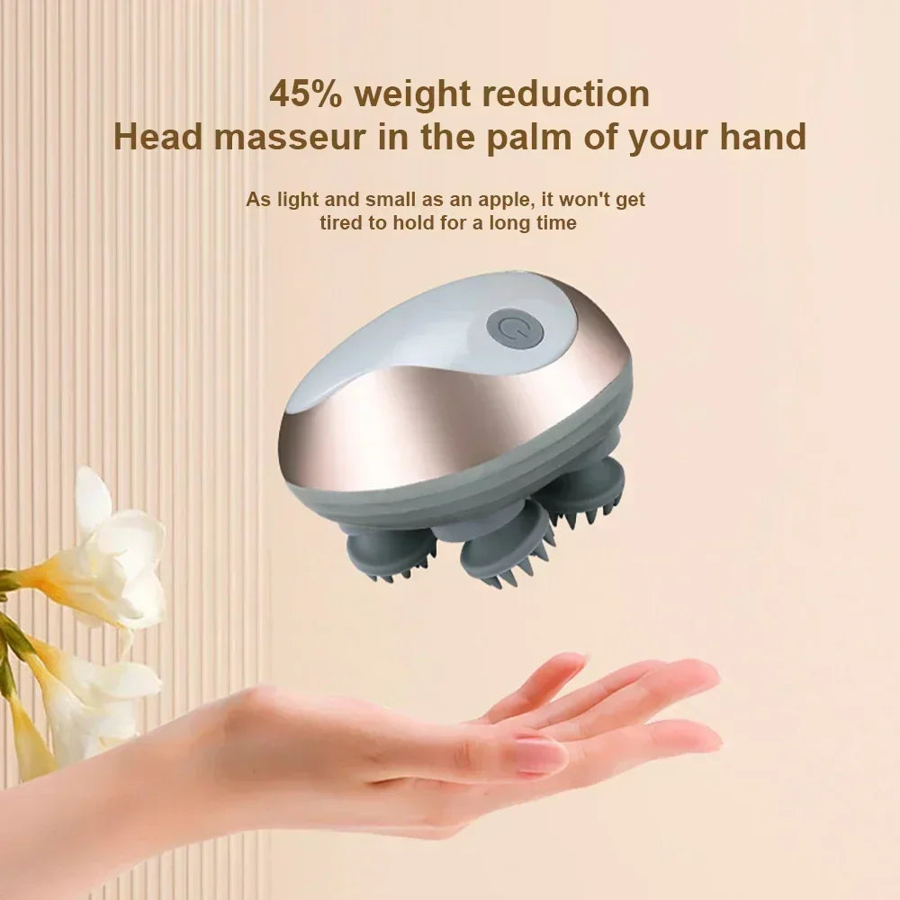 6 Modes Electric Scalp Massager Silicone Kneading Vibration Head Massager with Rechargeable Portable Hair Growth Massage Device