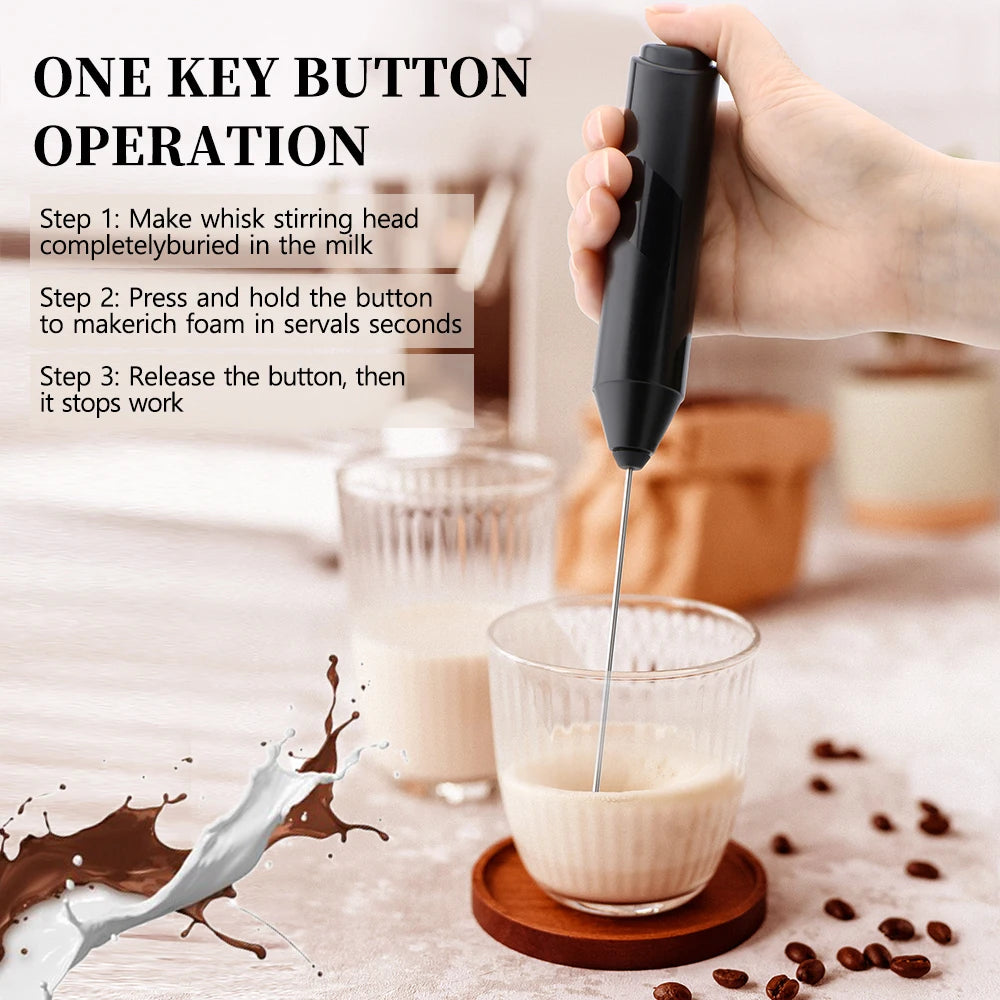 Electric Milk Frother Electric Milk Frother Coffee Mini Foamer Maker Egg Beater Black Kitchen Small Power