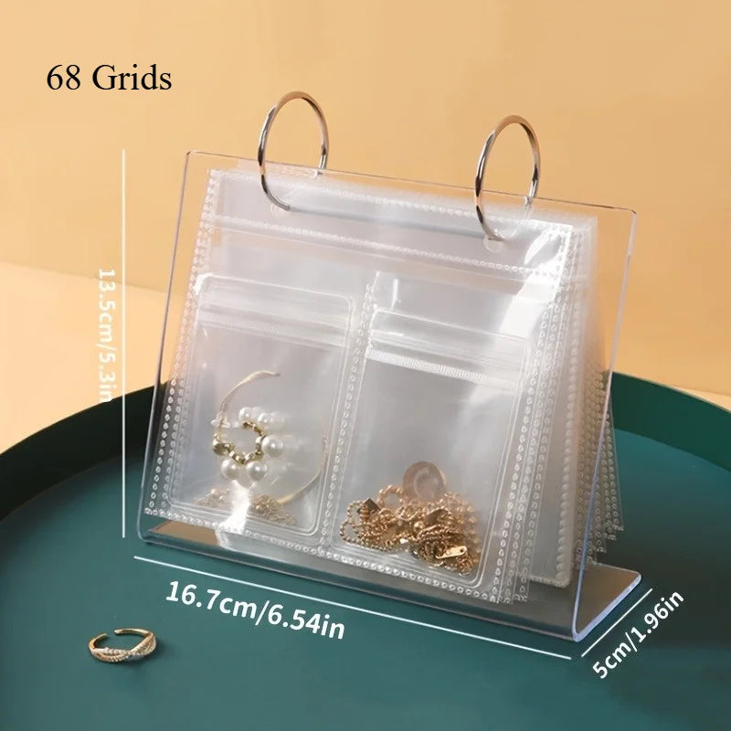 Jewelry Organizer with  Adjustable Grids - Dustproof & Anti-Oxidation Packing Bag/Display Stand for Jewelry Making Supplies
