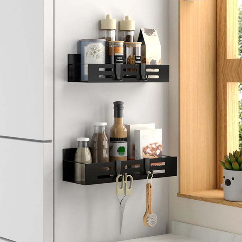 Magnetic spice rack, storage rack organizer for refrigerators and ovens, used for kitchen and bathroom organization and storage