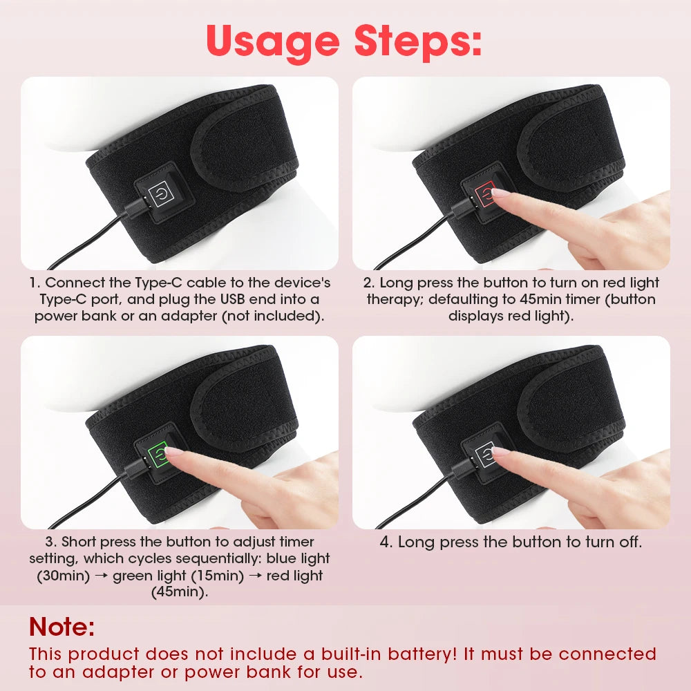 LED Beauty Device 660nm 850nm Neck V-Contour Care Warm Massage Skin Care Tool