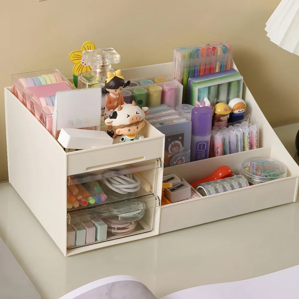 Makeup Organizer with Drawers, Cosmetic Storage for Dresser Vanity and Bathroom Countertop, Beauty Holder for Lipstick Brush