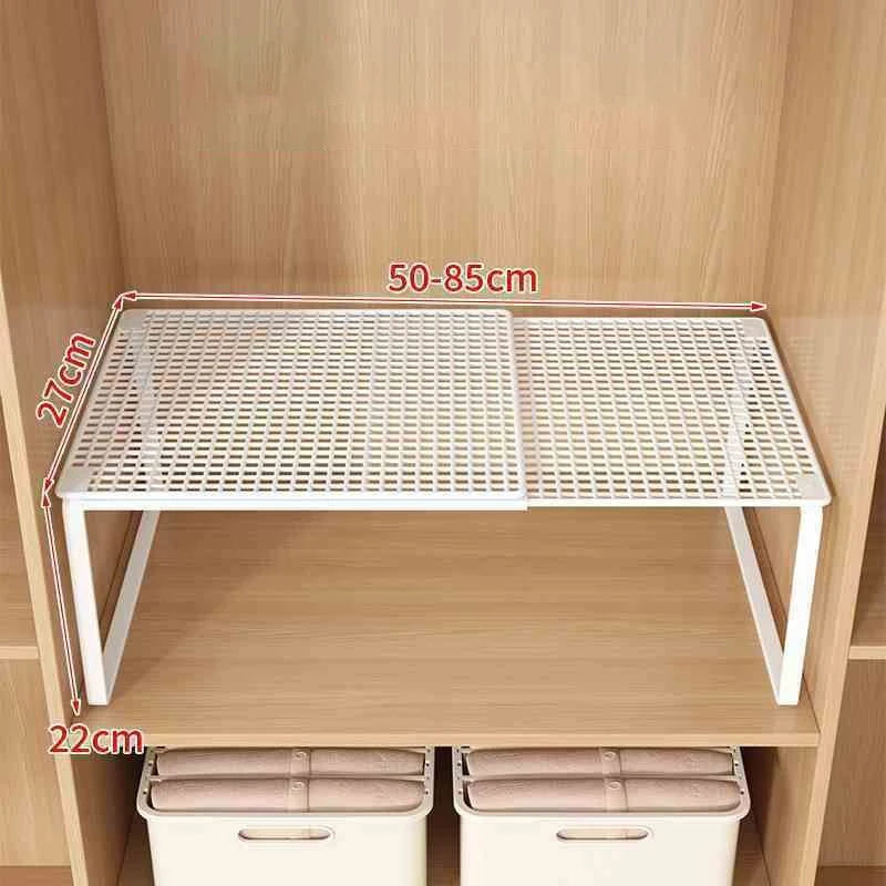 Telescopic Closet Shelf Organizer  Retractable & Stackable Adjustable Divider for Wardrobe, Cabinet, Closet Storage Space Saver