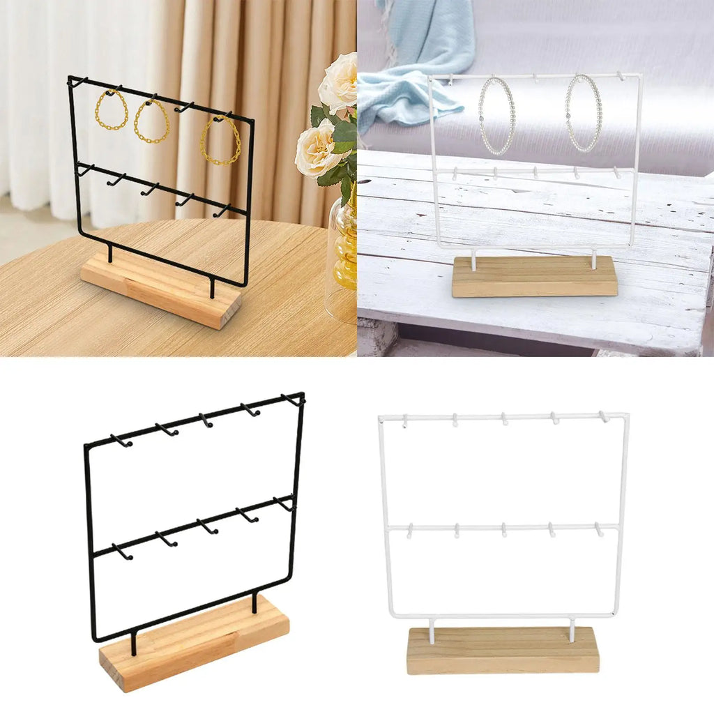 Jewelry Display Rack with 10 Hooks Earrings Organizer Jewelry Organizer for Earring Cards Pendants Bracelet Ring Hanging